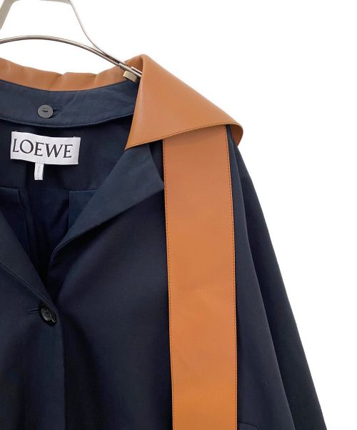 LOEWE（ロエベ）LOEWE (ロエベ) レザーカラーAラインジャケット ネイビー サイズ:36の古着・服飾アイテム