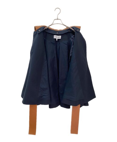 LOEWE（ロエベ）LOEWE (ロエベ) レザーカラーAラインジャケット ネイビー サイズ:36の古着・服飾アイテム