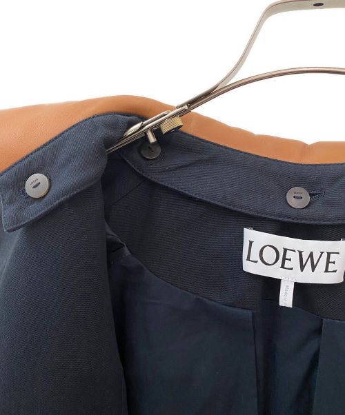 LOEWE（ロエベ）LOEWE (ロエベ) レザーカラーAラインジャケット ネイビー サイズ:36の古着・服飾アイテム