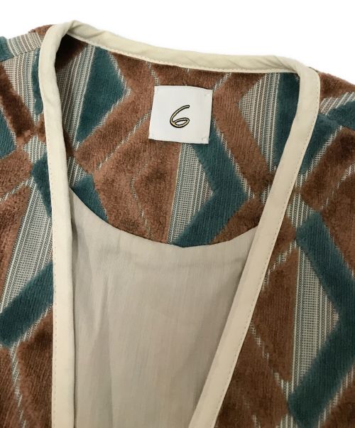 6(ROKU) BEAUTY&YOUTH（ロク ビューティーアンドユース）6(ROKU) BEAUTY&YOUTH (ロク ビューティーアンドユース) DIAMOND MOTIF CUT PILE VEST ブラウン×ブルー サイズ:下記参照の古着・服飾アイテム