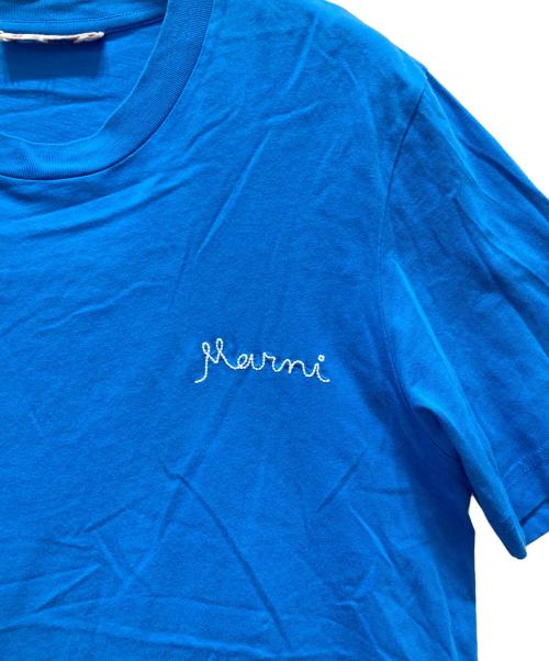 MARNI（マルニ）MARNI (マルニ) イタリックロゴ刺繍Tシャツ ブルー サイズ:38の古着・服飾アイテム