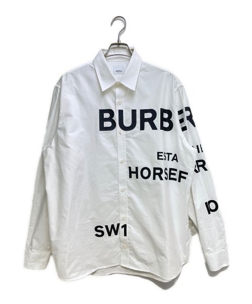 BURBERRY LONDON（バーバリーロンドン）BURBERRY LONDON (バーバリー ロンドン) ホースフェリープリントシャツ ホワイト サイズ:XLの古着・服飾アイテム