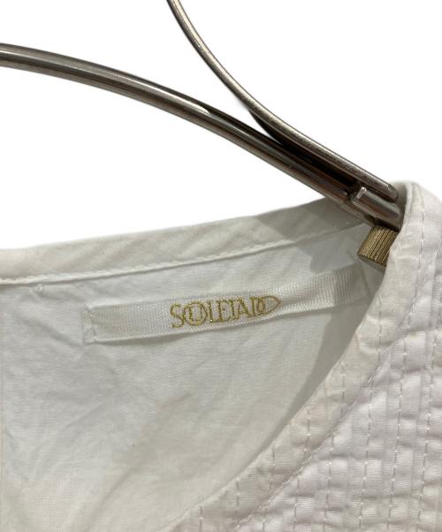 SOULEIADO（ソレイアード）SOULEIADO (ソレイアード) コットンフリンジ ボリュームスリーブワンピース ホワイト サイズ:36の古着・服飾アイテム