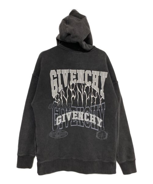 GIVENCHY（ジバンシィ）GIVENCHY (ジバンシィ) LOGO EMBROIDERED DRAWSTRING HOODIE ブラック サイズ:Mの古着・服飾アイテム