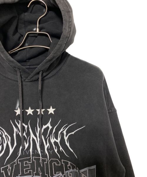 GIVENCHY（ジバンシィ）GIVENCHY (ジバンシィ) LOGO EMBROIDERED DRAWSTRING HOODIE ブラック サイズ:Mの古着・服飾アイテム