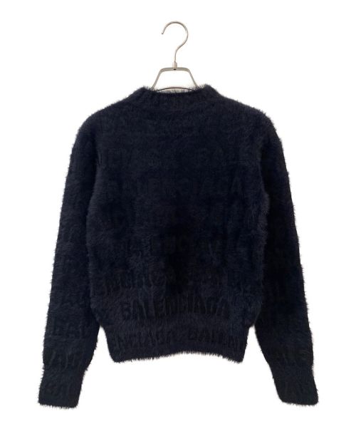 BALENCIAGA（バレンシアガ）BALENCIAGA (バレンシアガ) Bal Horizontal Allover Furry Sweater ブラック サイズ:XSの古着・服飾アイテム