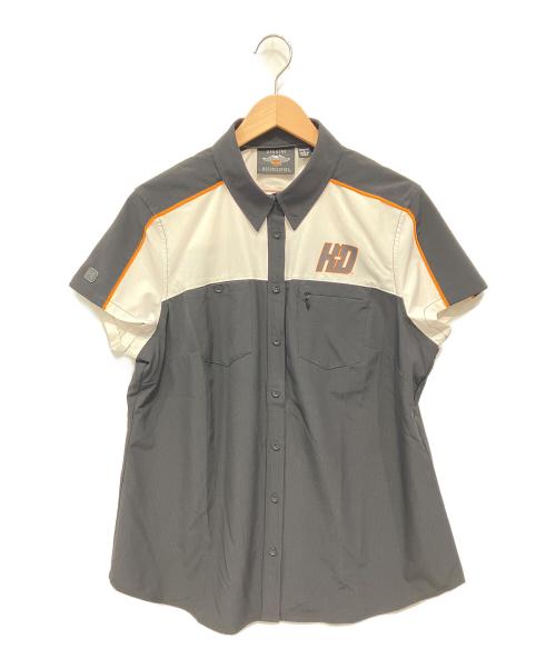 HARLEY-DAVIDSON（ハーレーダビッドソン）HARLEY-DAVIDSON (ハーレーダビッドソン) レーシングシャツ ブラック×ホワイト サイズ:Lの古着・服飾アイテム