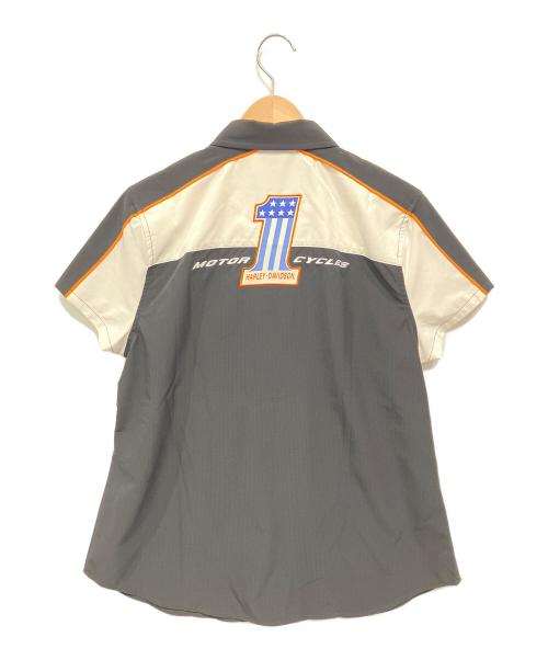HARLEY-DAVIDSON（ハーレーダビッドソン）HARLEY-DAVIDSON (ハーレーダビッドソン) レーシングシャツ ブラック×ホワイト サイズ:Lの古着・服飾アイテム