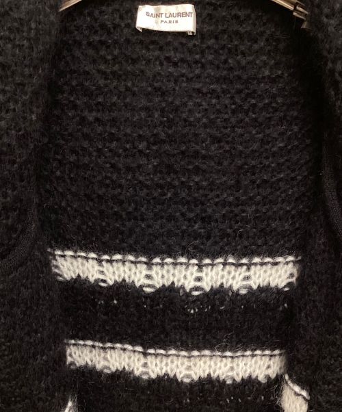 Saint Laurent Paris（サンローランパリ）Saint Laurent Paris (サンローランパリ) Baja Cardigan (バハカーディガン) ブラック×ホワイト サイズ:XLの古着・服飾アイテム