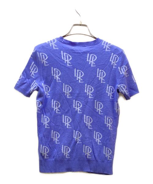 LAUREN RALPH LAUREN（ローレンラルフローレン）LAUREN RALPH LAUREN (ローレンラルフローレン) 半袖ロゴジャガードニット ブルー サイズ:XS 未使用品の古着・服飾アイテム