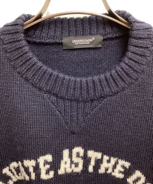 UNDERCOVER（アンダーカバー）UNDERCOVER (アンダーカバー) カレッジデザインクルーネックニット ネイビー サイズ:3の古着・服飾アイテム