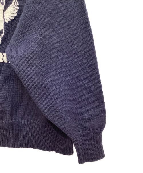UNDERCOVER（アンダーカバー）UNDERCOVER (アンダーカバー) カレッジデザインクルーネックニット ネイビー サイズ:3の古着・服飾アイテム