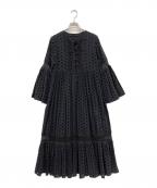 freadaフリーダ）の古着「カットワーク刺繍ワンピース」｜ブラック