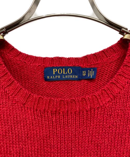 POLO RALPH LAUREN（ポロ・ラルフローレン）POLO RALPH LAUREN (ポロ・ラルフローレン) ポロベアクルーネックニット レッド サイズ:SIZE XSの古着・服飾アイテム