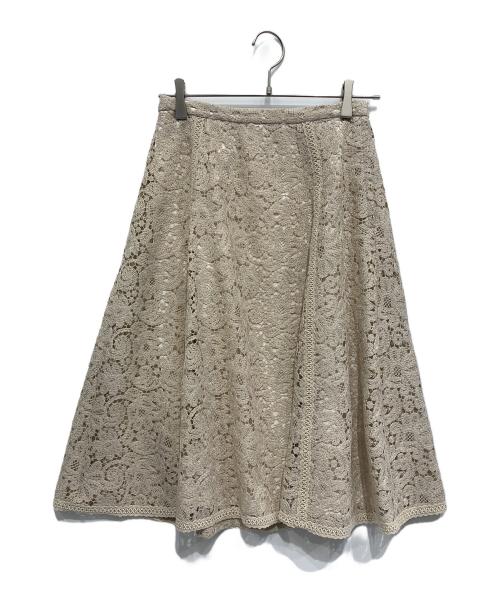 TO BE CHIC（トゥービーシック）TO BE CHIC (トゥービーシック) ボタニカルレーススカート ベージュ サイズ:42の古着・服飾アイテム