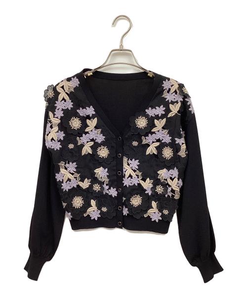 GRACE CONTINENTAL（（グレースコンチネンタル）GRACE CONTINENTAL (（グレースコンチネンタル) フラワー3Dニットカーディガン ブラック サイズ:36 未使用品の古着・服飾アイテム