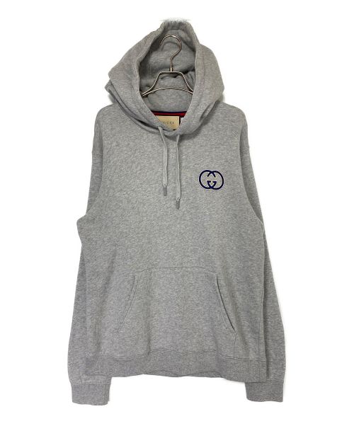 GUCCI（グッチ）GUCCI (グッチ) コットンジャージー フーデッド スウェットシャツ グレー サイズ:Lの古着・服飾アイテム