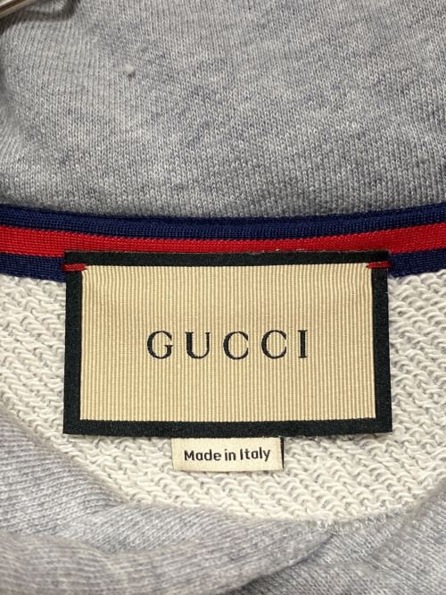 GUCCI（グッチ）GUCCI (グッチ) コットンジャージー フーデッド スウェットシャツ グレー サイズ:Lの古着・服飾アイテム