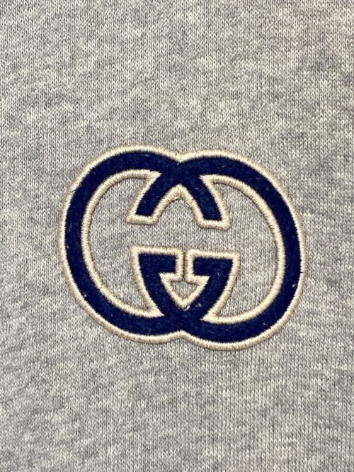 GUCCI（グッチ）GUCCI (グッチ) コットンジャージー フーデッド スウェットシャツ グレー サイズ:Lの古着・服飾アイテム