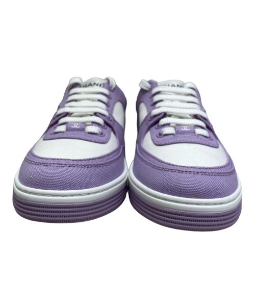 CHANEL（シャネル）CHANEL (シャネル) Coco Mark Logo Sneaker パープルホワイト サイズ:37の古着・服飾アイテム