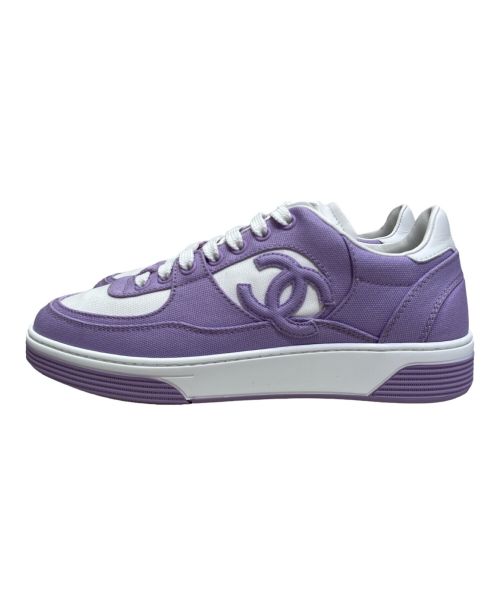 CHANEL（シャネル）CHANEL (シャネル) Coco Mark Logo Sneaker パープルホワイト サイズ:37の古着・服飾アイテム