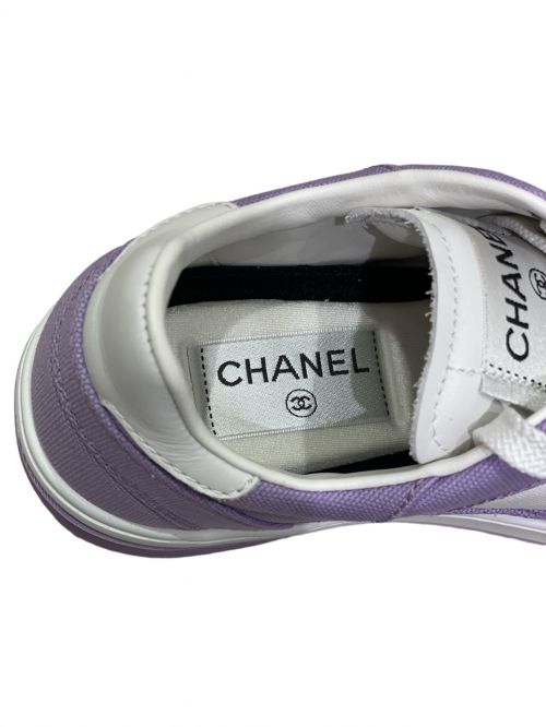 CHANEL（シャネル）CHANEL (シャネル) Coco Mark Logo Sneaker パープルホワイト サイズ:37の古着・服飾アイテム
