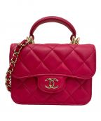 CHANELシャネル）の古着「ミニフラップコインカードチェーンショルダー」｜ショッキングピンク