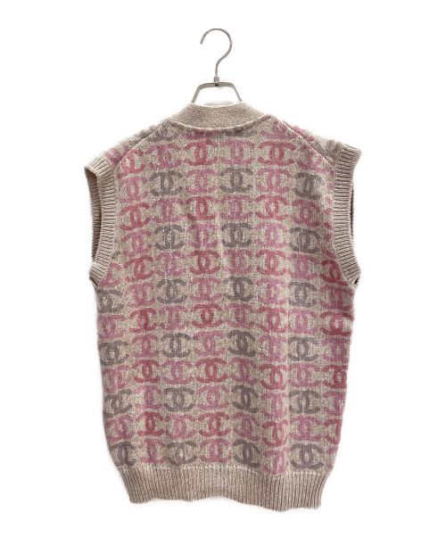CHANEL（シャネル）CHANEL (シャネル) Coco Button Cashmere Knit Vest グレー×ピンク サイズ:36の古着・服飾アイテム