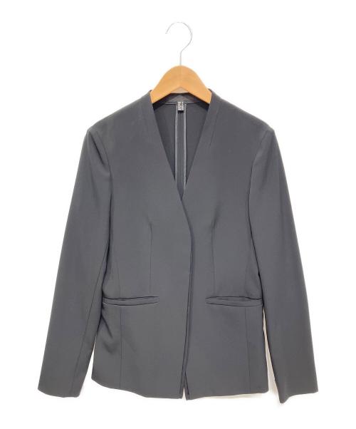 icB（アイシービー）icB (アイシービー) 洗えるFied ノーカラージャケット ブラック サイズ:２の古着・服飾アイテム