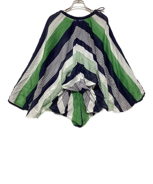 AK+1（エーケーワン）AK+1 (エーケーワン) ストライプポンチョブラウス ネイビー サイズ:表記なしの古着・服飾アイテム