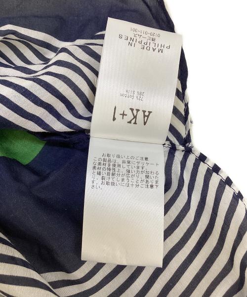 AK+1（エーケーワン）AK+1 (エーケーワン) ストライプポンチョブラウス ネイビー サイズ:表記なしの古着・服飾アイテム