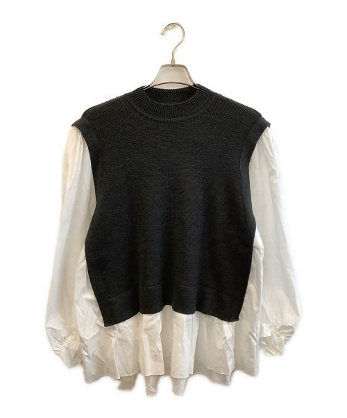 MICA&DEAL（マイカアンドディール）MICA&DEAL (マイカ＆ディール) ベストドッキングフレアブラウス ホワイト×グレー サイズ:Fの古着・服飾アイテム