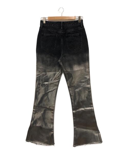 moussy（マウジー）moussy (マウジー) FOIL PRINT SLIM FLARE ブラック サイズ:2の古着・服飾アイテム