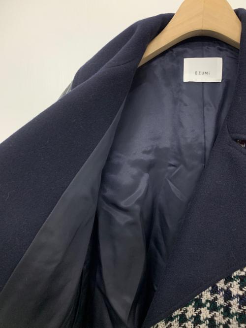 EZUMI（エズミ）EZUMI (エズミ) キルトコンビチェックコート ネイビー サイズ:Sの古着・服飾アイテム