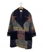 EZUMIエズミ）の古着「キルトコンビチェックコート」｜ネイビー