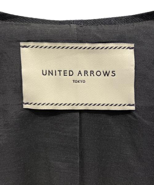 UNITED ARROWS（ユナイテッドアローズ）UNITED ARROWS (ユナイテッドアローズ) L/TWL パイピング Vノーカラー ジャケット ブラック サイズ:38の古着・服飾アイテム