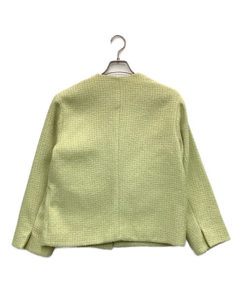 Mila Owen（ミラオーウェン）Mila Owen (ミラオーウェン) フラップデザインショートツイードジャケット グリーンの古着・服飾アイテム