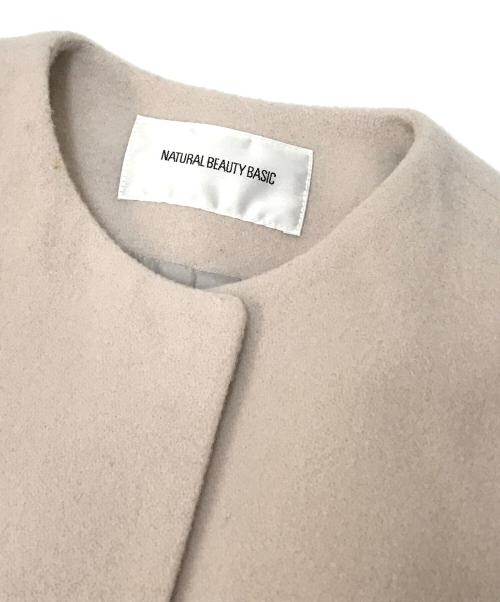 NATURAL BEAUTY BASIC（ナチュラルビューティーベーシック）NATURAL BEAUTY BASIC (ナチュラルビューティーベーシック) フォルムノーカラーモッサコート ベージュ サイズ:Mの古着・服飾アイテム