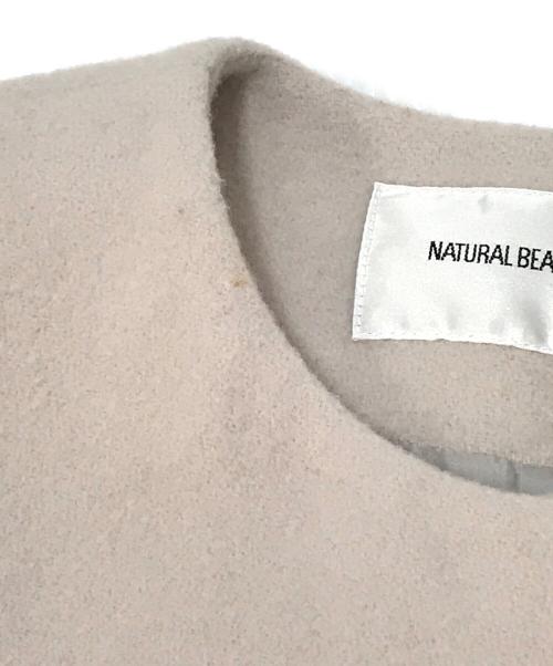 NATURAL BEAUTY BASIC（ナチュラルビューティーベーシック）NATURAL BEAUTY BASIC (ナチュラルビューティーベーシック) フォルムノーカラーモッサコート ベージュ サイズ:Mの古着・服飾アイテム