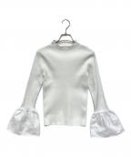 UNITED ARROWSユナイテッドアローズ）の古着「ジャカードコンビ フレアスリーブ ニット」｜ホワイト