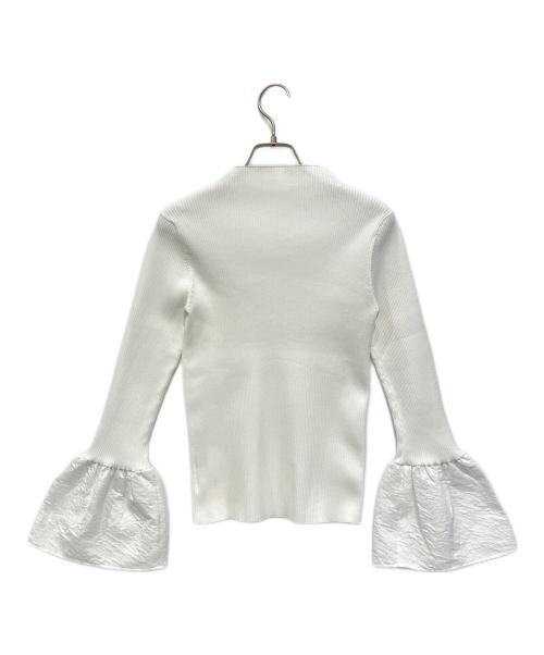 UNITED ARROWS（ユナイテッドアローズ）UNITED ARROWS (ユナイテッドアローズ) ジャカードコンビ フレアスリーブ ニット ホワイト サイズ:FREEの古着・服飾アイテム