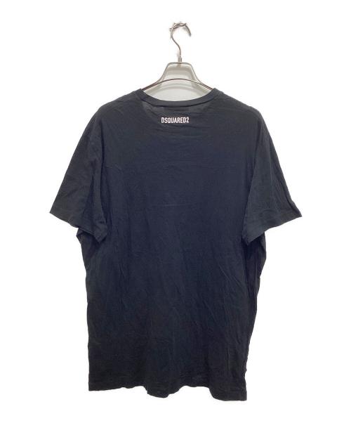 DSQUARED2（ディースクエアード）DSQUARED2 (ディースクエアード) D2 MESSAGE ロゴプリント Tシャツ ブラック サイズ:XXXLの古着・服飾アイテム