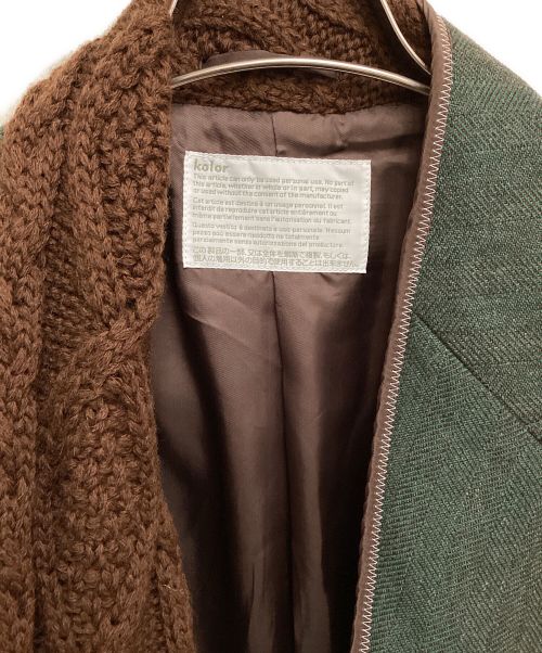 KOLOR（カラー）KOLOR (カラー) rakid herringbone docking coat　（ラギットヘリンボーンドッキングコート） グリーン サイズ:1の古着・服飾アイテム
