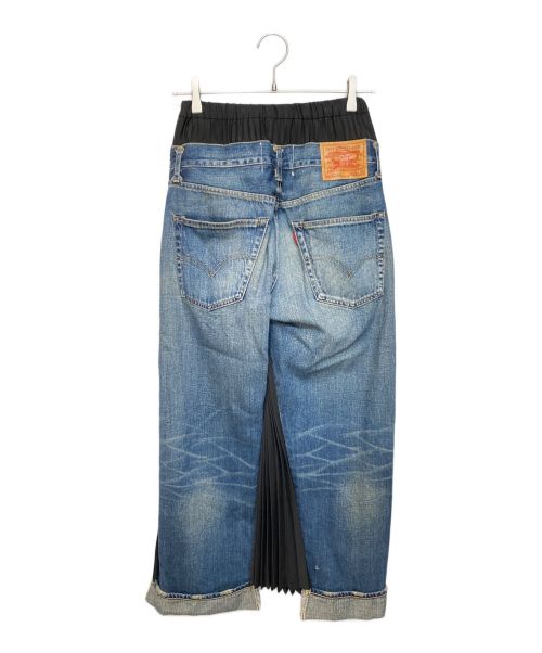 JUNYA WATANABE COMME des GARCONS（ジュンヤワタナベ コムデギャルソン）JUNYA WATANABE COMME des GARCONS (ジュンヤワタナベ コムデギャルソン) LEVI'S (リーバイス) AD2021 再構築プリーツレイヤードデニムパンツ インディゴ サイズ:Sの古着・服飾アイテム