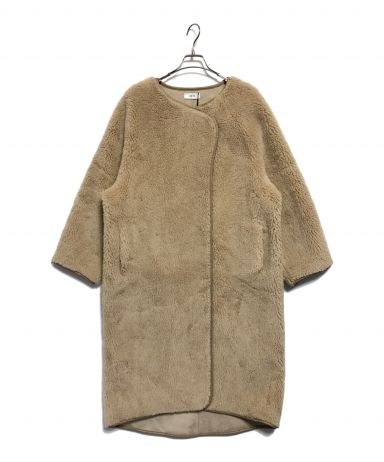 中古・古着通販】AKTE (アクテ) トリミングロングボアコート ベージュ