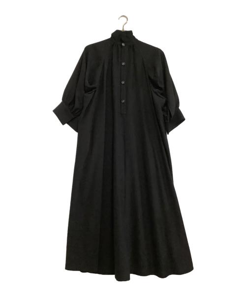 ENFOLD（エンフォルド）ENFOLD (エンフォルド) Comfortable Twill スタンド フレアDRESS ブラック サイズ:38の古着・服飾アイテム