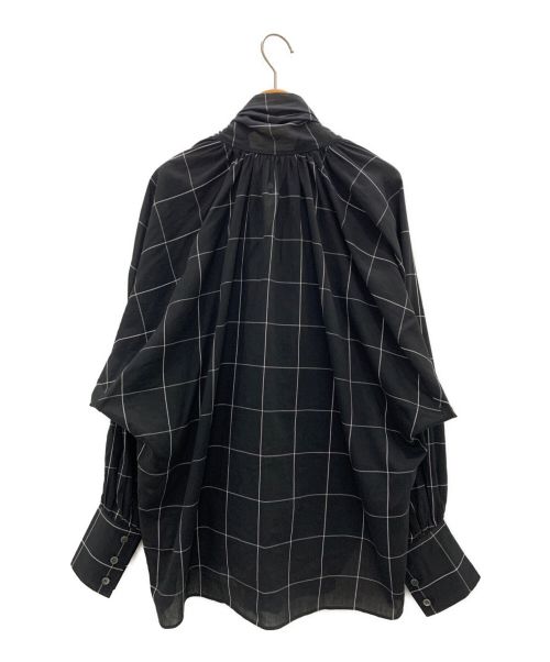 Whim Gazette（ウィムガゼット）Whim Gazette (ウィムガゼット) シアーチェックボウブラウス ブラック サイズ:Fの古着・服飾アイテム