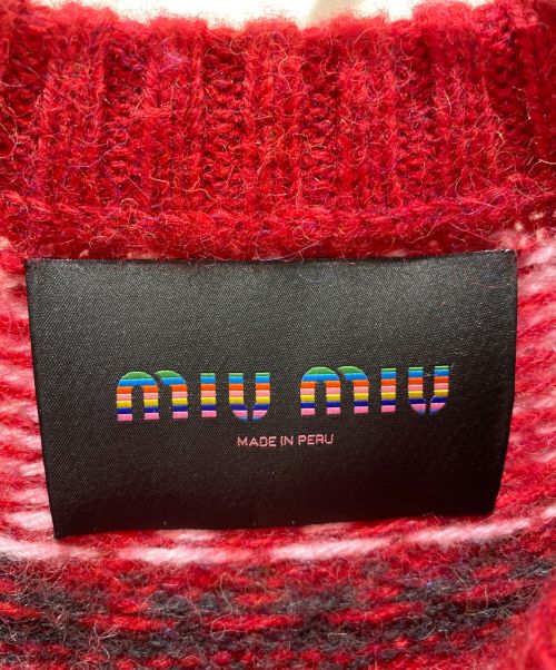 MIU MIU（ミュウミュウ）MIU MIU (ミュウミュウ) アルパカフェアアイルニット レッド サイズ:36の古着・服飾アイテム