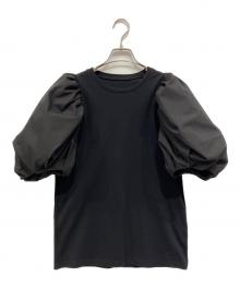YOIHI（ヨイヒ）の古着「パフスリーブ ドッキングカットソー」｜ブラック