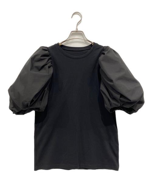 YOIHI（ヨイヒ）YOIHI (ヨイヒ) パフスリーブ ドッキングカットソー ブラック サイズ:FREEの古着・服飾アイテム